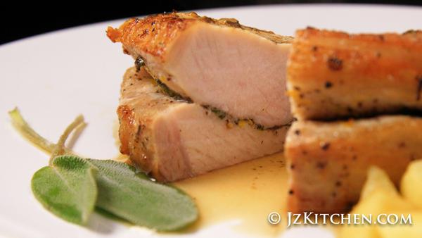 平民豬扒變身貴價菜 - 檸檬屑鼠尾草鑲豬鞍 Pork Loin with Lemon and Sage