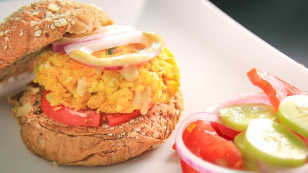 健康的素菜漢堡 Vegan Burger using Chickpea